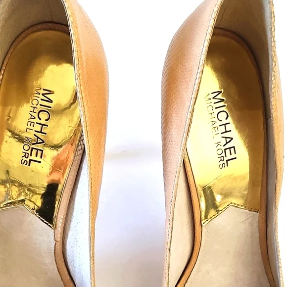Michael Kors Tan Peep Toe Stiletto Heels - Picture 5 of 7